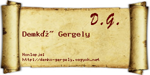 Demkó Gergely névjegykártya